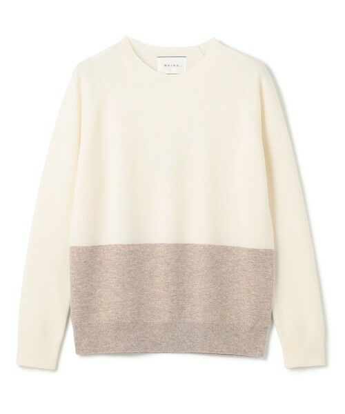 BEIGE, / ベイジ, ニット・セーター | 【WEB限定・洗える】DEMING / バイカラーウールクルーネックニット | 詳細4
