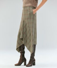 BEIGE, / ベイジ, ミニ・ひざ丈スカート | SELMA / チェックウールラッフルスカート