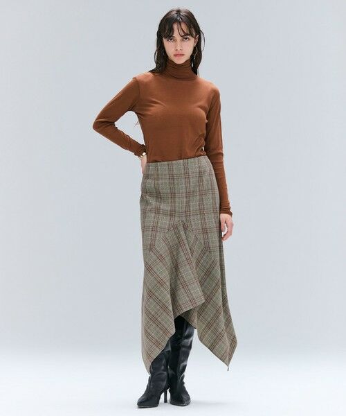 BEIGE, / ベイジ, ミニ・ひざ丈スカート | SELMA / チェックウールラッフルスカート | 詳細4