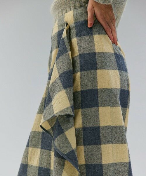 BEIGE, / ベイジ, ミニ・ひざ丈スカート | HOBBS / フェイクレザーポケットウールチェックラップスカート | 詳細1