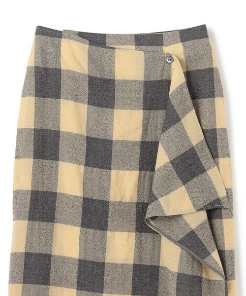 BEIGE, / ベイジ, ミニ・ひざ丈スカート | HOBBS / フェイクレザーポケットウールチェックラップスカート | 詳細8