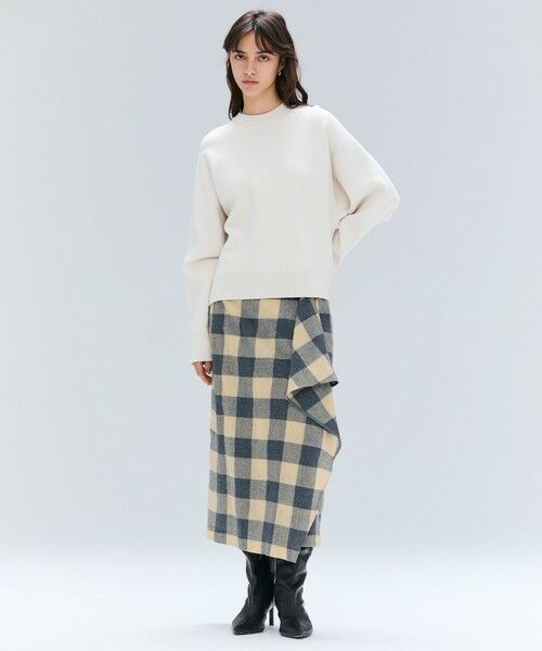 BEIGE, / ベイジ, ミニ・ひざ丈スカート | HOBBS / フェイクレザーポケットウールチェックラップスカート | 詳細4