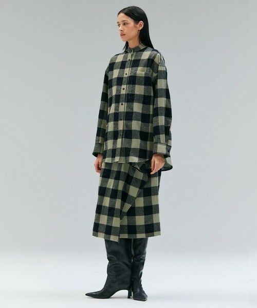 BEIGE, / ベイジ, ミニ・ひざ丈スカート | HOBBS / フェイクレザーポケットウールチェックラップスカート | 詳細13