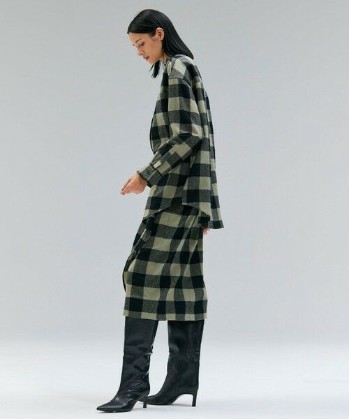 BEIGE, / ベイジ, ミニ・ひざ丈スカート | HOBBS / フェイクレザーポケットウールチェックラップスカート | 詳細14