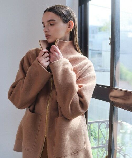 BEIGE, / ベイジ, その他アウター | ZION / ウールスタンドカラーショートコート(Camel)