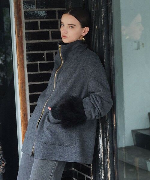 BEIGE, / ベイジ, その他アウター | ZION / ウールスタンドカラーショートコート(Charcoal)