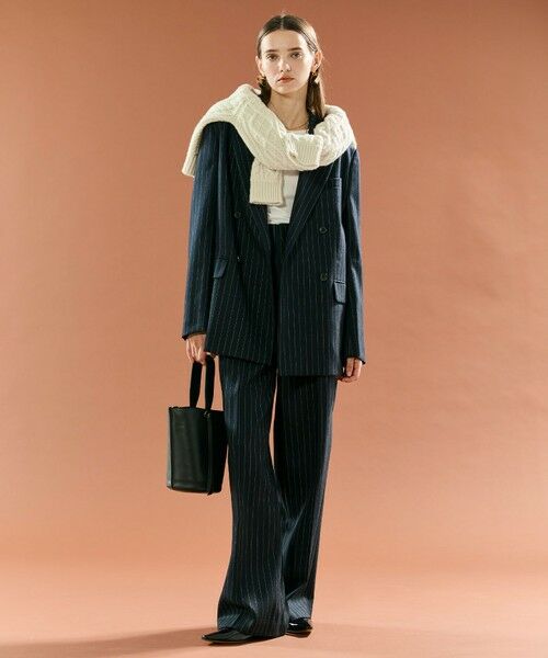 BEIGE, / ベイジ, テーラードジャケット | DELAND / ウールピンストライプダブルジャケット | 詳細2