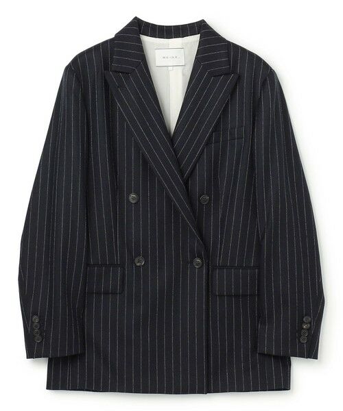 BEIGE, / ベイジ, テーラードジャケット | DELAND / ウールピンストライプダブルジャケット | 詳細3