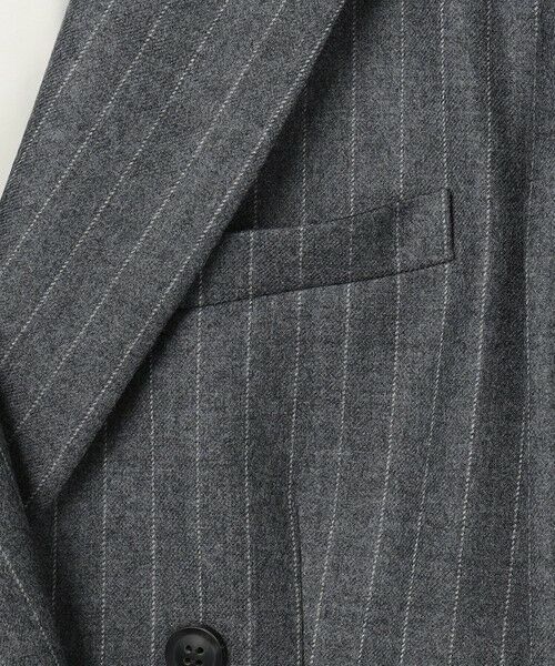 BEIGE, / ベイジ, テーラードジャケット | DELAND / ウールピンストライプダブルジャケット | 詳細12