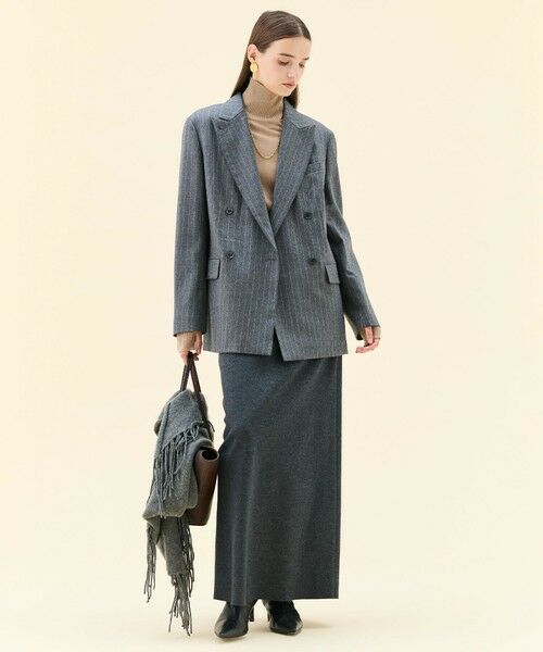 BEIGE, / ベイジ, テーラードジャケット | DELAND / ウールピンストライプダブルジャケット | 詳細5