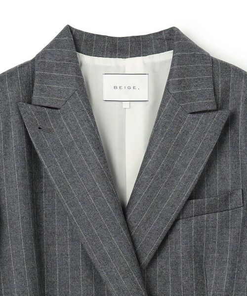 BEIGE, / ベイジ, テーラードジャケット | DELAND / ウールピンストライプダブルジャケット | 詳細9