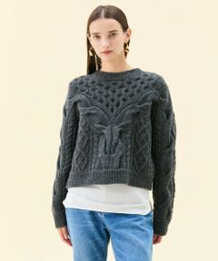 BEIGE, / ベイジ, ニット・セーター | RULE / ウールカシミヤアラン編みクロップドニット