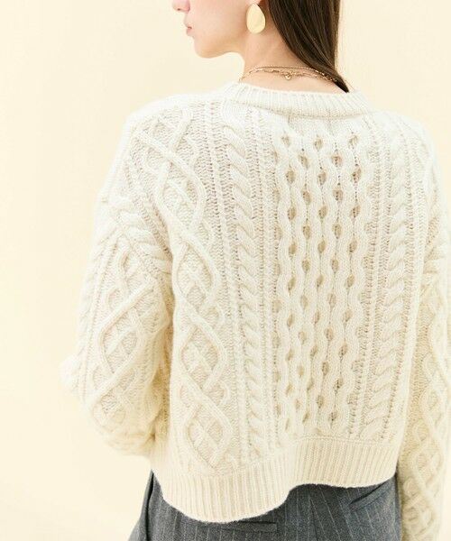 BEIGE, / ベイジ, ニット・セーター | RULE / ウールカシミヤアラン編みクロップドニット | 詳細1