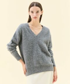 BEIGE, / ベイジ, ニット・セーター | AMARILLO / スパンコールフォックスVネックニット