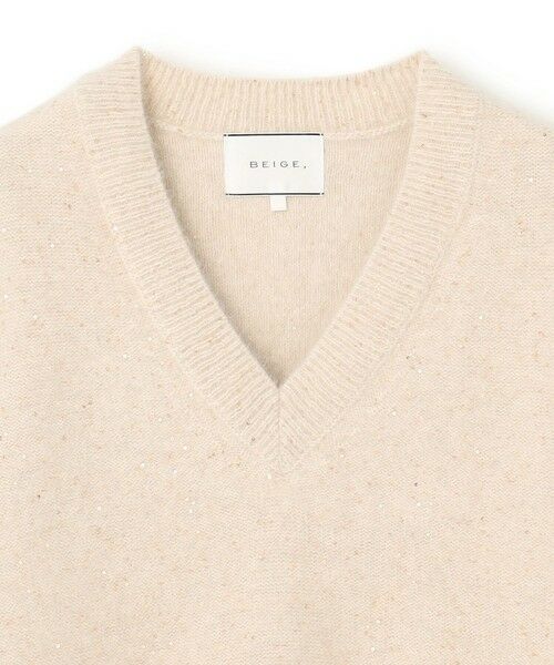 BEIGE, / ベイジ, ニット・セーター | AMARILLO / スパンコールフォックスVネックニット | 詳細5
