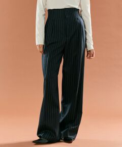 BEIGE, / ベイジ, その他パンツ | DELAND / ウールピンストライプハイウエストタックパンツ