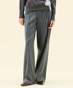 BEIGE, / ベイジ, その他パンツ | DELAND / ウールピンストライプハイウエストタックパンツ