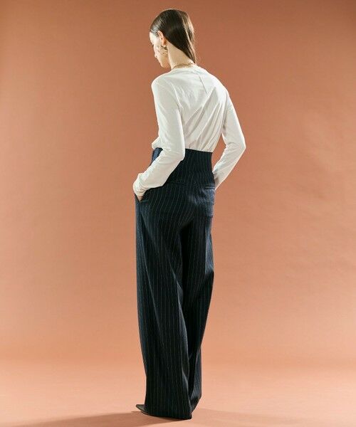 BEIGE, / ベイジ, その他パンツ | DELAND / ウールピンストライプハイウエストタックパンツ | 詳細3