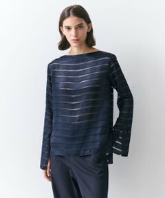 BEIGE, / ベイジ, シャツ・ブラウス | HAUYNITE / ボーダーシアー ボートネックブラウス