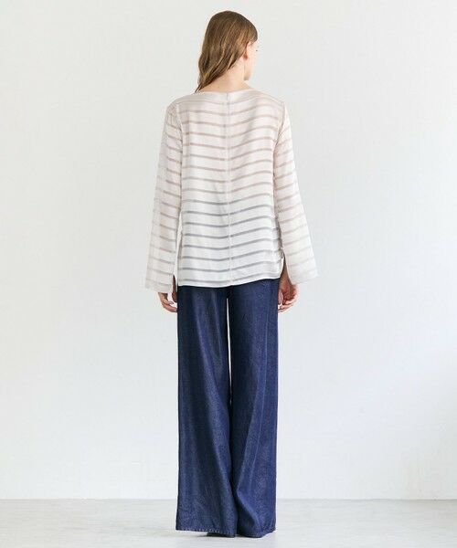 BEIGE, / ベイジ, シャツ・ブラウス | HAUYNITE / ボーダーシアー ボートネックブラウス | 詳細2