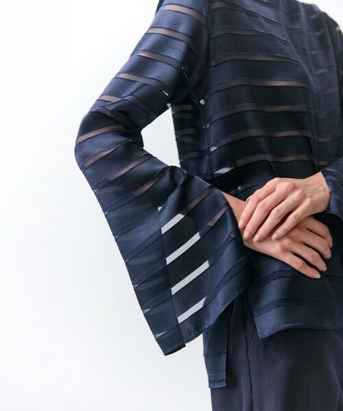 BEIGE, / ベイジ, シャツ・ブラウス | HAUYNITE / ボーダーシアー ボートネックブラウス | 詳細12