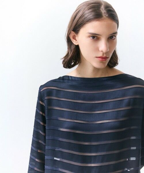 BEIGE, / ベイジ, シャツ・ブラウス | HAUYNITE / ボーダーシアー ボートネックブラウス | 詳細13