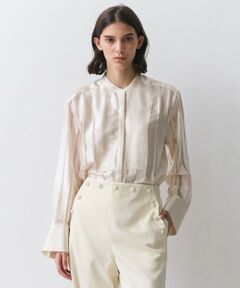 BEIGE, / ベイジ, シャツ・ブラウス | HAUYNITE / シアーストライプバンドカラーブラウス