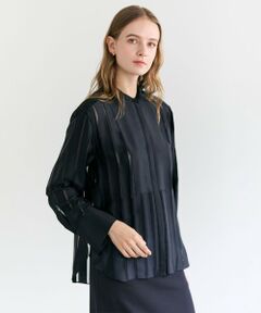 BEIGE, / ベイジ, シャツ・ブラウス | HAUYNITE / シアーストライプバンドカラーブラウス