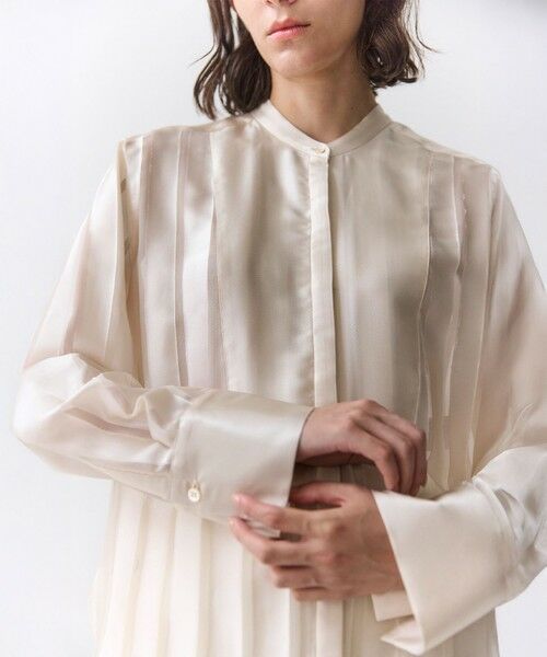BEIGE, / ベイジ, シャツ・ブラウス | HAUYNITE / シアーストライプバンドカラーブラウス | 詳細1