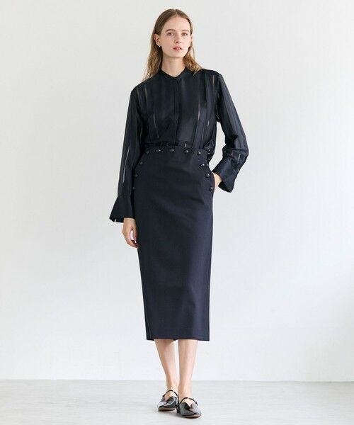 BEIGE, / ベイジ, シャツ・ブラウス | HAUYNITE / シアーストライプバンドカラーブラウス | 詳細7