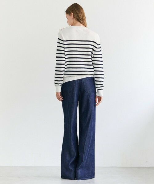 BEIGE, / ベイジ, ニット・セーター | HELIODOR / レーヨンボーダーマリンボタンニット | 詳細2