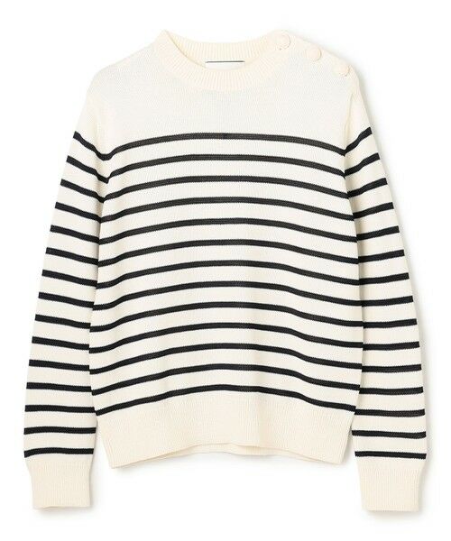 BEIGE, / ベイジ, ニット・セーター | HELIODOR / レーヨンボーダーマリンボタンニット | 詳細3