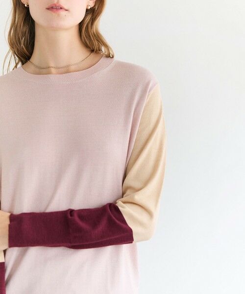 BEIGE, / ベイジ, ニット・セーター | CHLOR / ウールシルク配色クルーネックニット | 詳細1