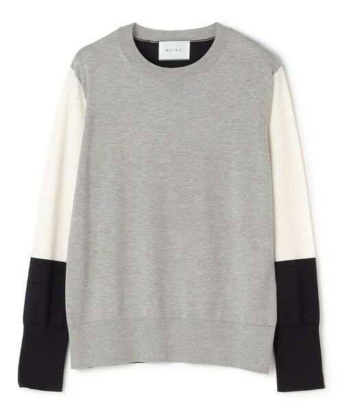 BEIGE, / ベイジ, ニット・セーター | CHLOR / ウールシルク配色クルーネックニット | 詳細16