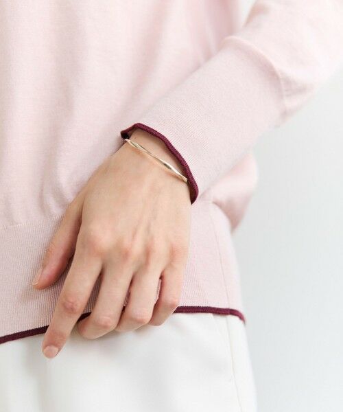 BEIGE, / ベイジ, ニット・セーター | CHLOR / ウールシルクツイルドッキングVネックニット | 詳細5