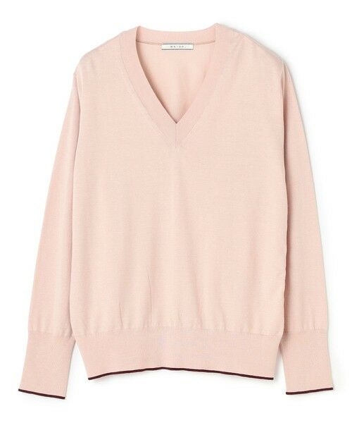 BEIGE, / ベイジ, ニット・セーター | CHLOR / ウールシルクツイルドッキングVネックニット | 詳細7