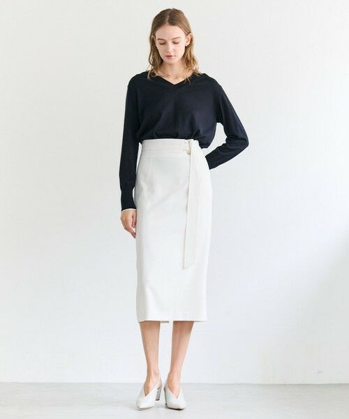 BEIGE, / ベイジ, ニット・セーター | CHLOR / ウールシルクツイルドッキングVネックニット | 詳細9