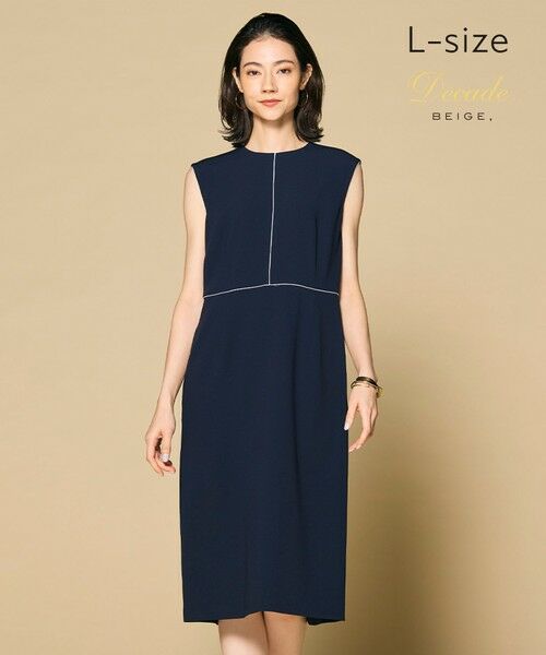 BEIGE, / ベイジ, ロング・マキシ丈ワンピース | 【Lsize・セットアップ対応】CINDY / クルーネックドレス(Navy x White)