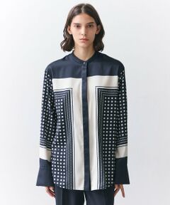 BEIGE, / ベイジ, シャツ・ブラウス | GADE / モノトーンドット柄バンドカラーブラウス