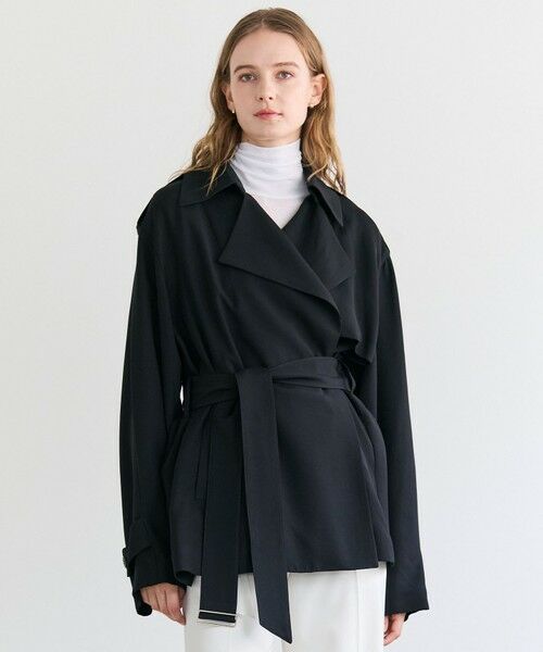 BEIGE, / ベイジ, その他アウター | VESZELYITE / ラップショートトレンチコート（Black）