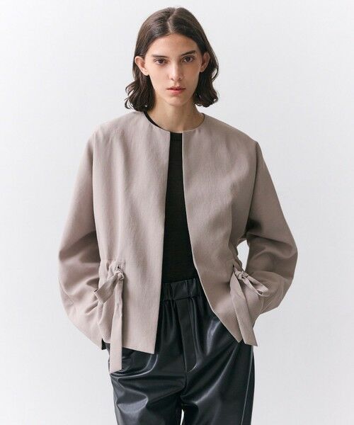 BEIGE, / ベイジ, その他アウター | PORDIC / ドロスト付きノーカラージャケット（Taupe）