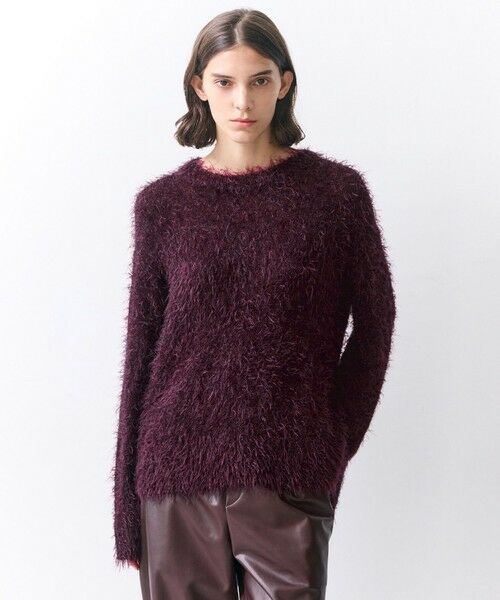 BEIGE, / ベイジ, ニット・セーター | WERNER / ファンシーヤーンヘアリーニットプルオーバー（Bordeaux）