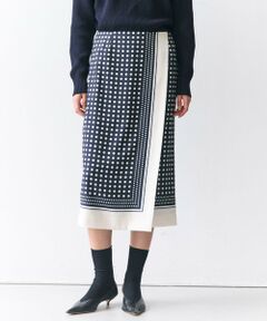 BEIGE, / ベイジ, ミニ・ひざ丈スカート | GADE / モノトーンドット柄ラップ風スカート