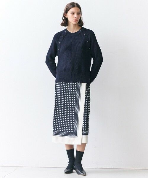 BEIGE, / ベイジ, ミニ・ひざ丈スカート | GADE / モノトーンドット柄ラップ風スカート | 詳細1