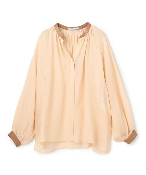 BEIGE, / ベイジ, シャツ・ブラウス | PAULINE / リネンヴィスコースフェイクレザー配色ブラウス | 詳細7