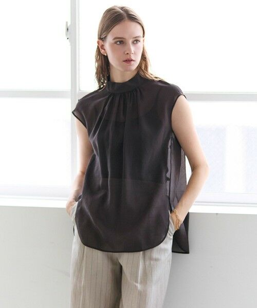 BEIGE, / ベイジ, シャツ・ブラウス | SERAPHIN / ライトシアー ハイネックブラウス（Bordeaux）