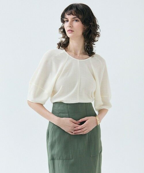 BEIGE, / ベイジ, シャツ・ブラウス | LIATRIS / バックリボン ハーフスリーブブラウス（Ecru）