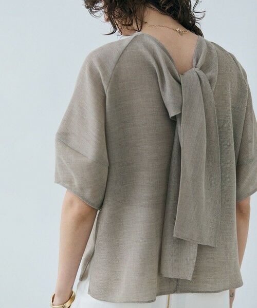 BEIGE, / ベイジ, シャツ・ブラウス | LIATRIS / バックリボン ハーフスリーブブラウス（Flax）