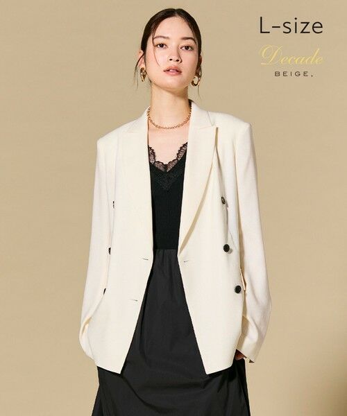 BEIGE, / ベイジ, テーラードジャケット | 【L-size】CAROLE / リネンライク ダブルジャケット（Ecru）