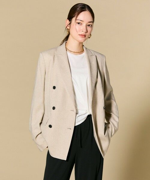 BEIGE, / ベイジ, テーラードジャケット | 【L-size】CAROLE / リネンライク ダブルジャケット | 詳細5